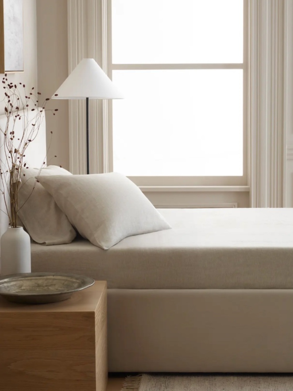 European Linen fitted sheet set king Natural Chambray